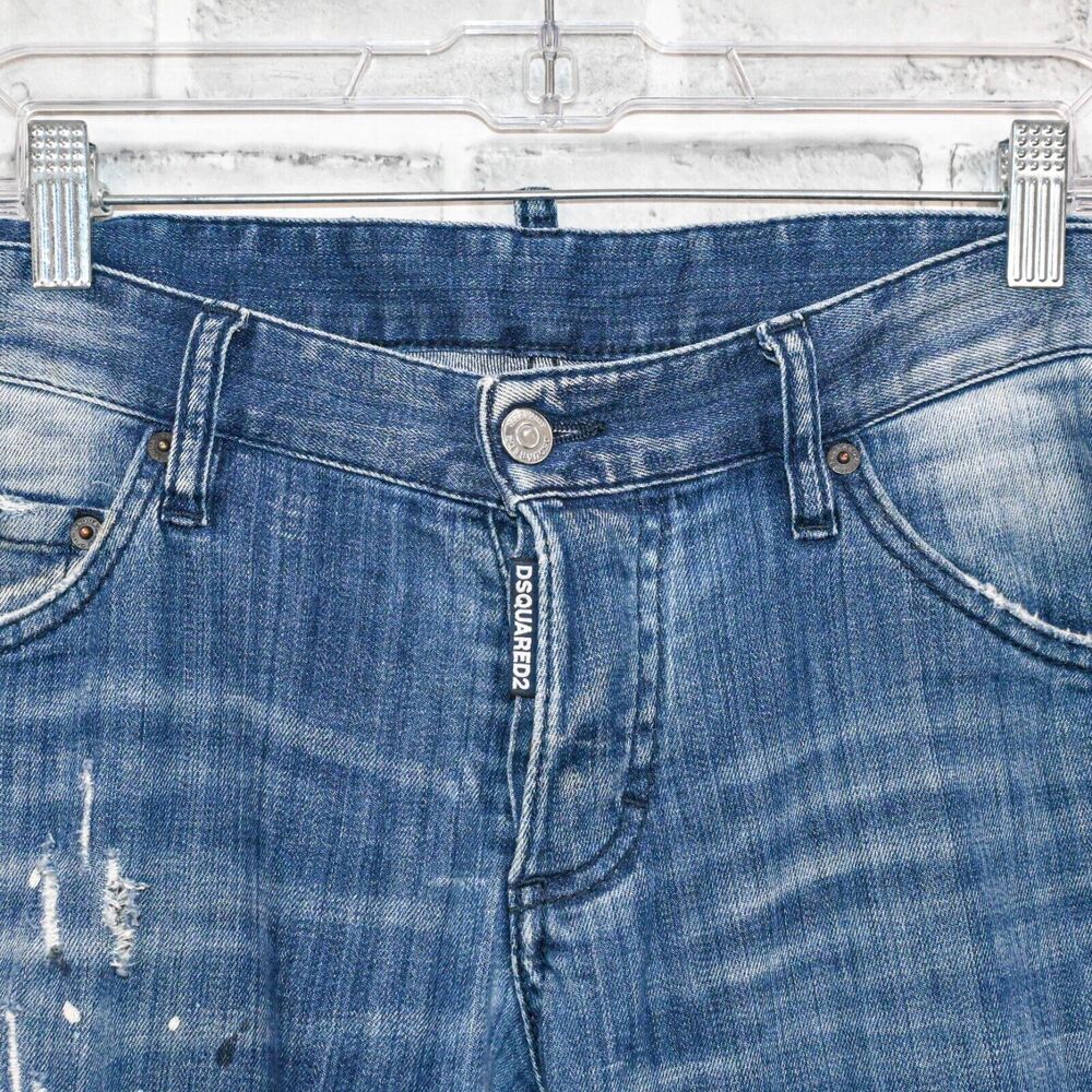 Men's Blue Distressed Straight-Leg Jeans - Picture 10 of 10